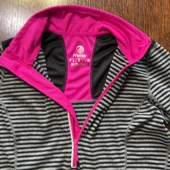 LOT C9 Champion & MPG Long Sleeve 1/4 Zip Top Gray w/Lime Pink w/Stripes S & SP - Picture 3 of 13